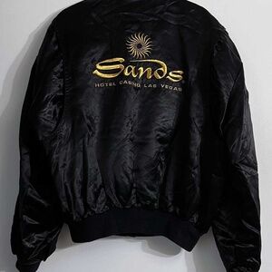 Las Vegas Sands Vintage Black Satin Bomber Jacket